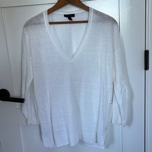 J. Crew White Linen Tunic V-Neck Small